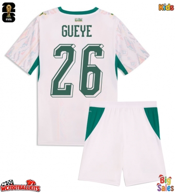 Senegal Pape Gueye #26 Replica Home Stadium Kit for Kids World Cup 2026 Short Sleeve (+ pants)